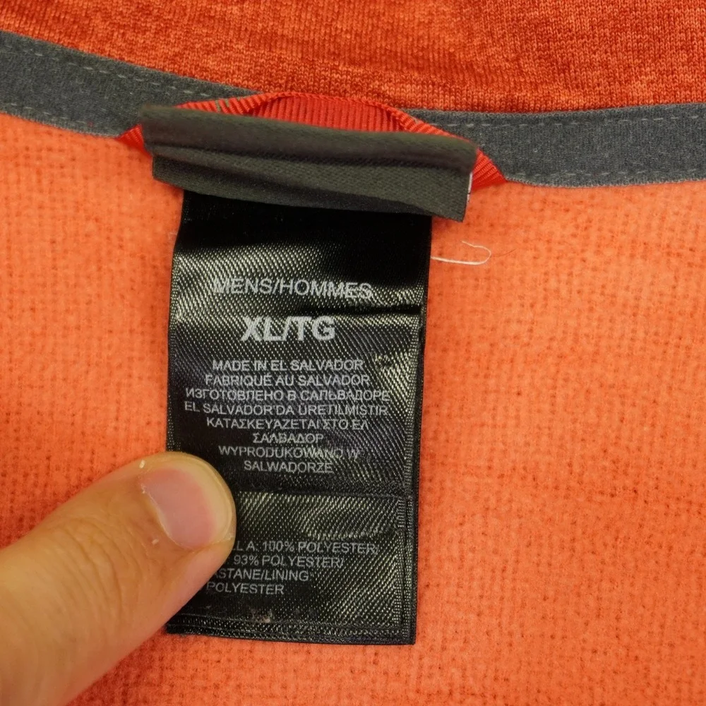 The North Face Pullover Men XL Orange Quarter Zip Heathered Activewear Pocket